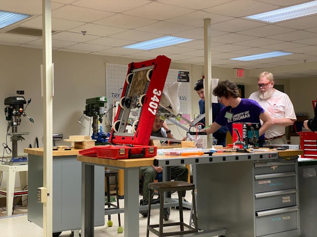 Team Working On Robot